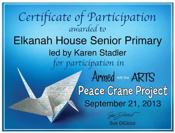 peace crane certificate